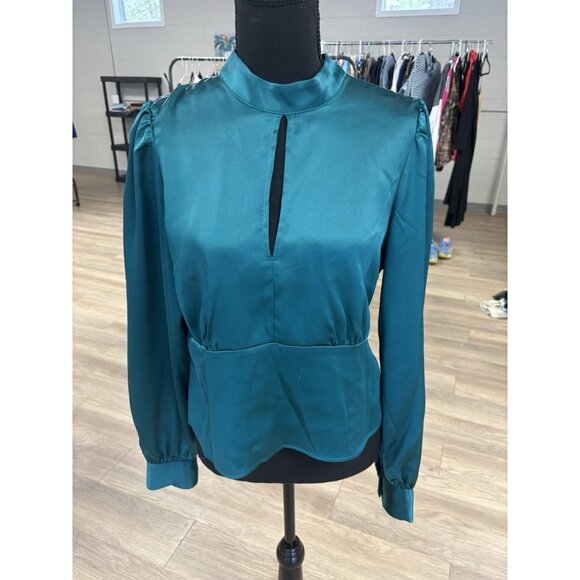 Intempo Tops - Intempo Teal Satin Keyhole Top Long sleeve Size Medium